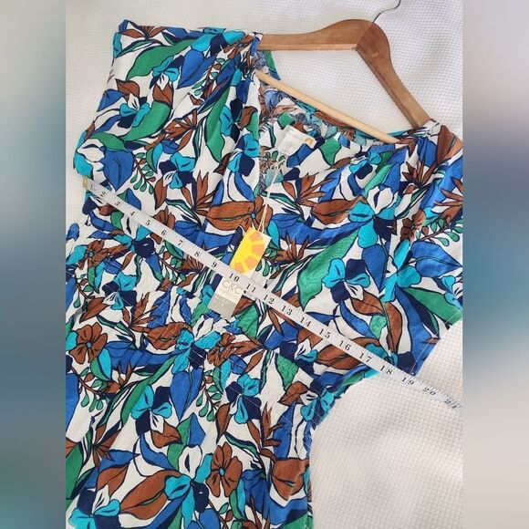 C&C California Blue Sundress with Flutter Sleeves New With Tags Linen Blend - Picture 6 of 10